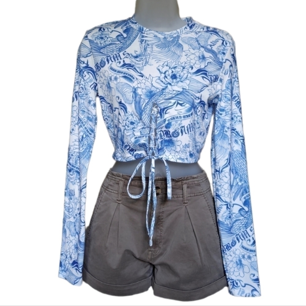 Bershka Long Sleeve Crop Top